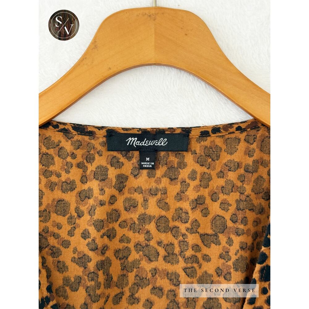 Madewell Flutter-Sleeve Wrap Mini Dress in Painted Leopard Size Medium - Picture 11 of 13